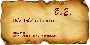 Búbán Ervin névjegykártya